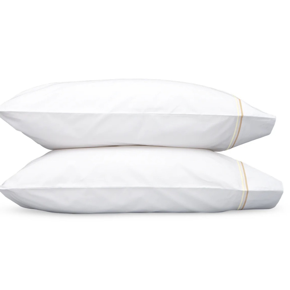 MATOUK White Pillowcases champagne detail standard pillowcase set of two NWOT